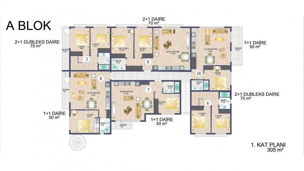 Byty v komplexe s bazénom v Alsancaku Severný Cyprus