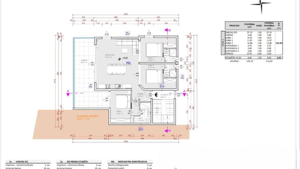 3-izbový byt, 103,90 m², novostavba – Šibenik, Grebaštica