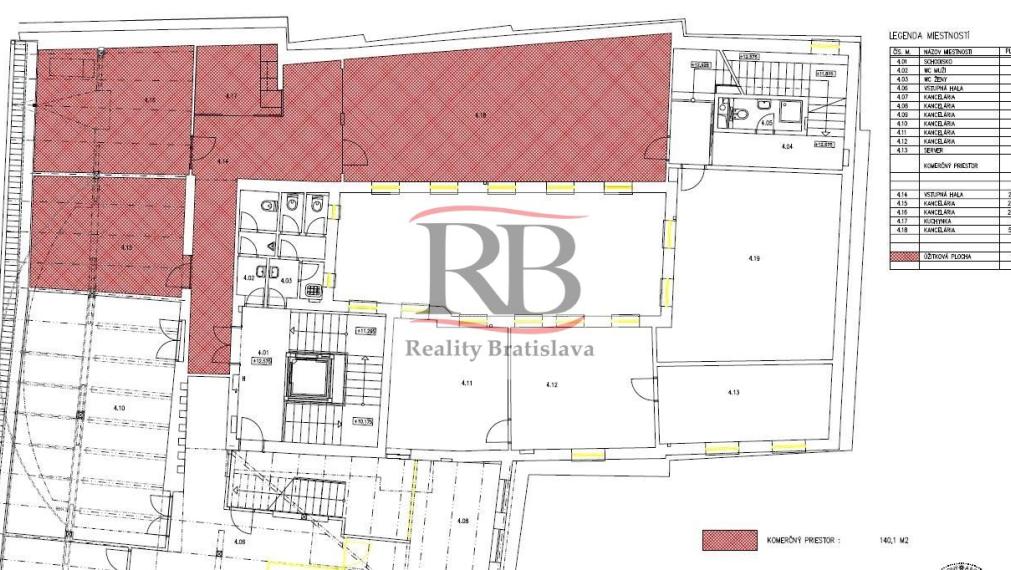 Kancelársky celok v reprezentatívnom historickom objekte v centre, 145 m2