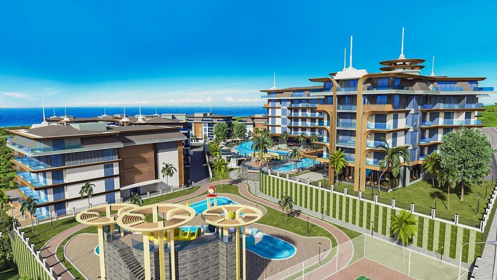 Nehnuteľnosti s panoramatickým výhľadom na more a mesto v Alanyi