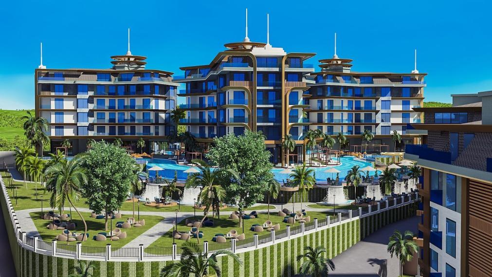 Nehnuteľnosti s panoramatickým výhľadom na more a mesto v Alanyi