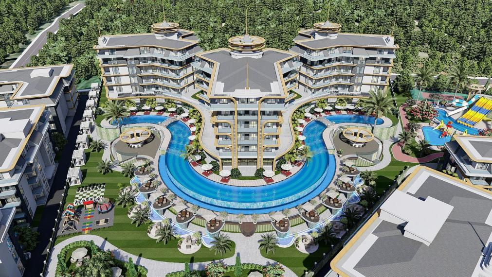 Nehnuteľnosti s panoramatickým výhľadom na more a mesto v Alanyi