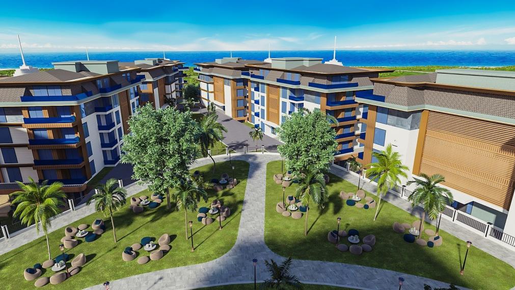 Nehnuteľnosti s panoramatickým výhľadom na more a mesto v Alanyi