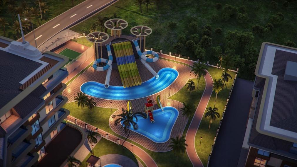 Nehnuteľnosti s panoramatickým výhľadom na more a mesto v Alanyi