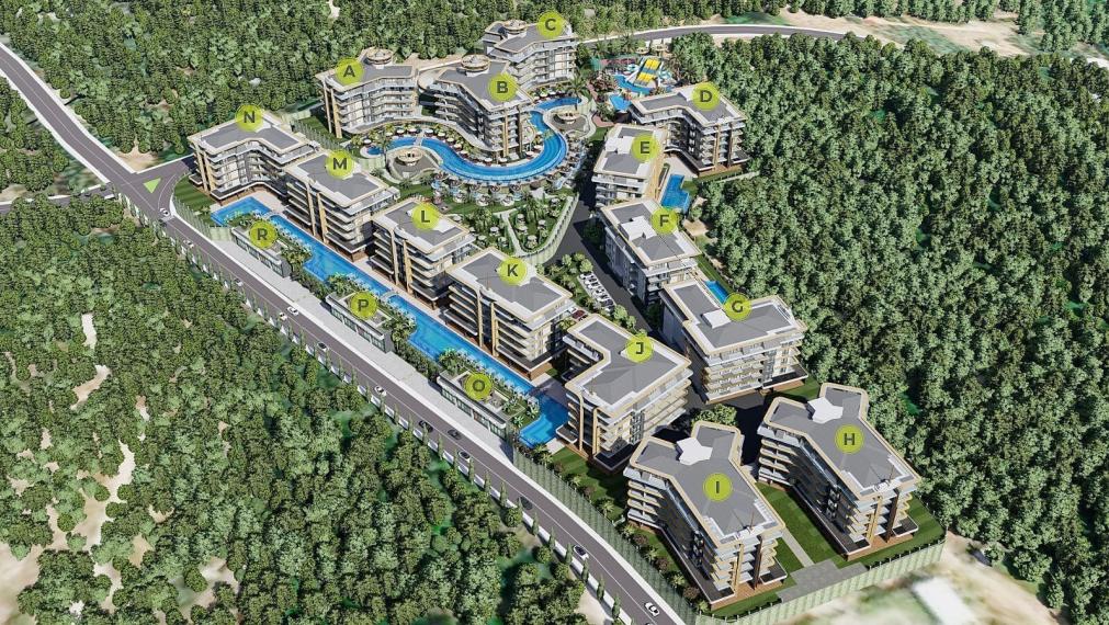 Nehnuteľnosti s panoramatickým výhľadom na more a mesto v Alanyi