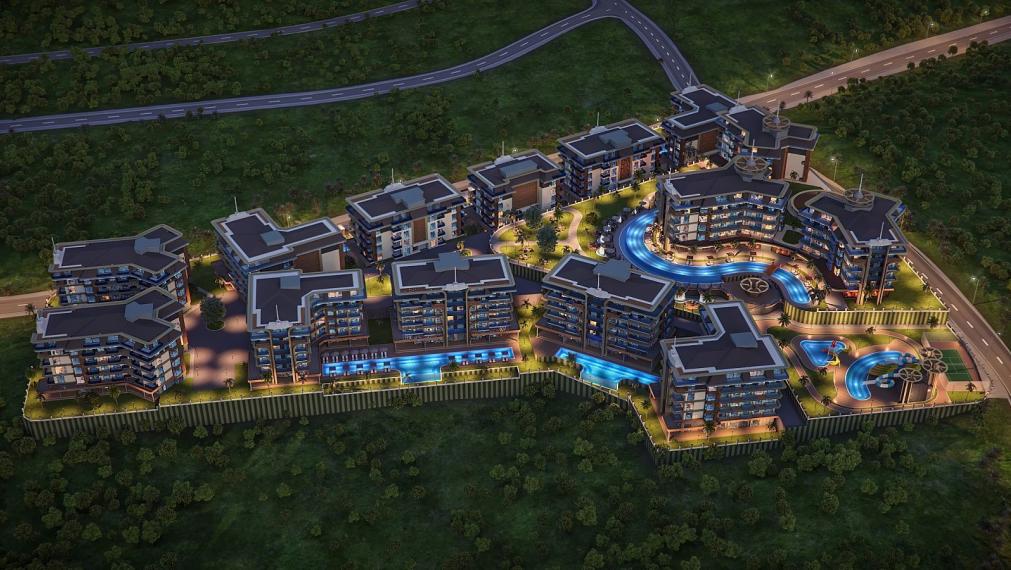 Nehnuteľnosti s panoramatickým výhľadom na more a mesto v Alanyi