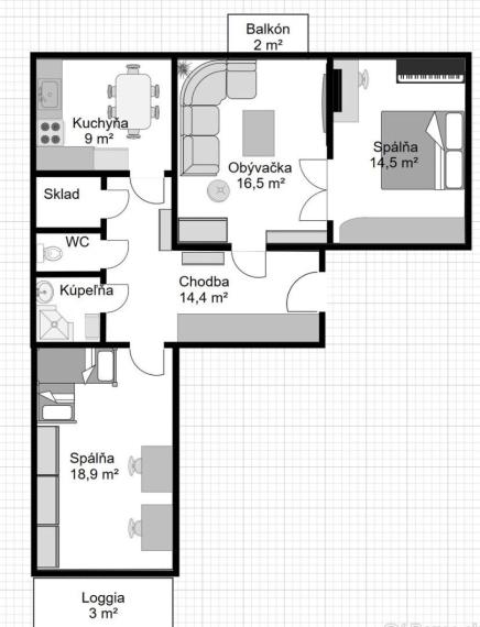 Na predaj priestranný 3-izbový byt v tehlovej budove – Karadžičova, Staré Mesto TOP