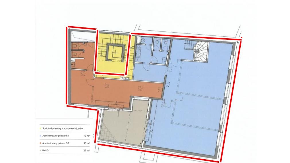 Reprezentatívne kancelárie v centre s parkovaním a terasou, 235m2 + 25m2 terasa