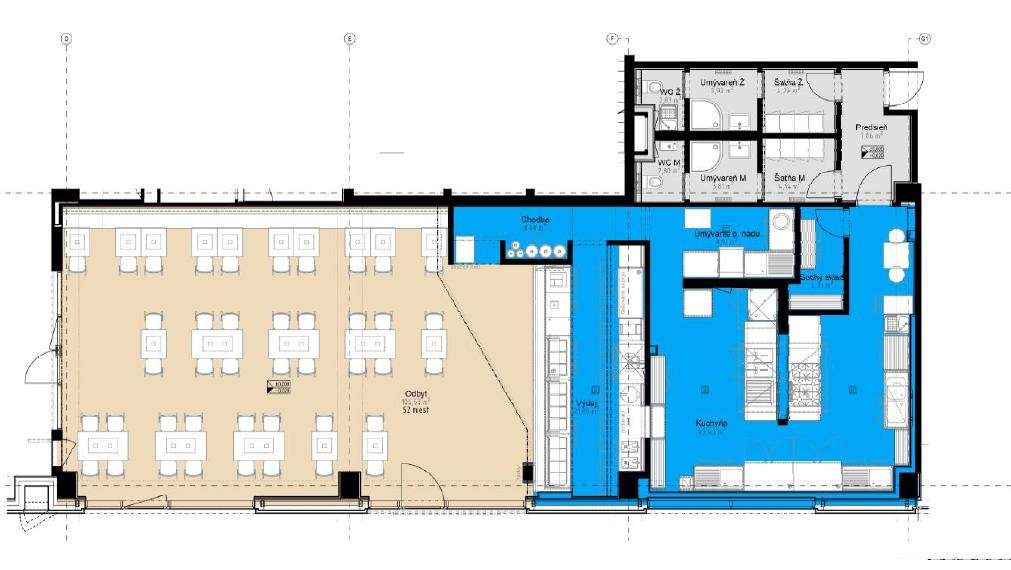 240m2 Zariadený gastro priestor/Kantína v projekte EINPARK, Einsteinova-Petržalka