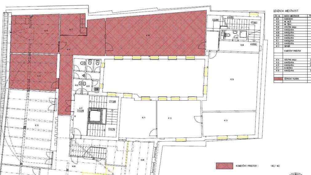 Kancelársky celok v reprezentatívnom historickom objekte v centre, 145 m2