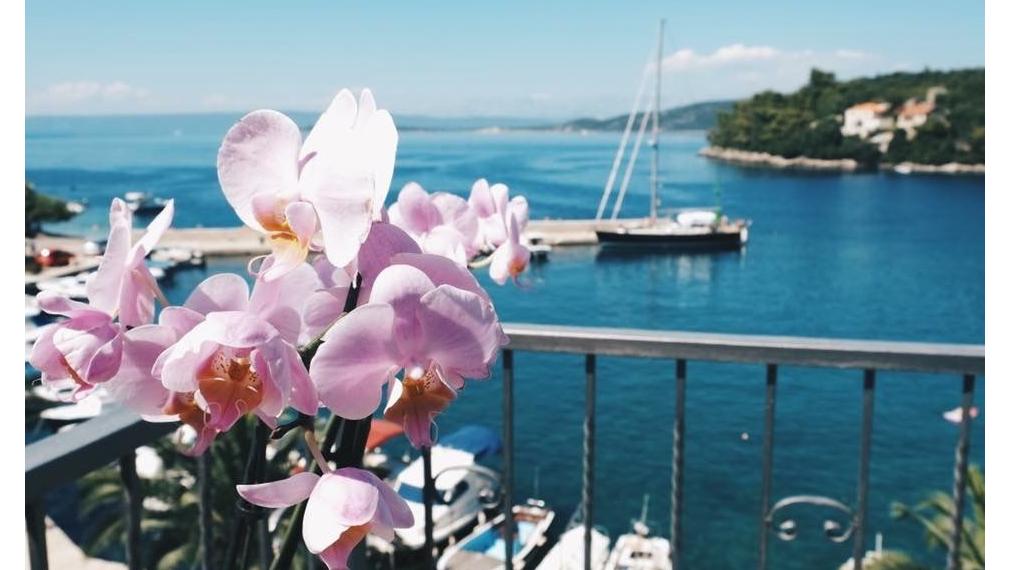 Priestranný apartmán s dvoma spálňami a výhľadom na more, Račišće, ostrov Korčula