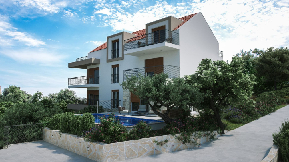 Luxusný apartmán s terasou a výhľadom na more v Stivašnici, 79,60 m²