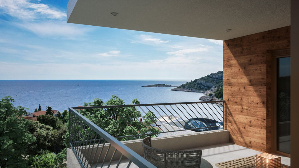 Luxusný apartmán s terasou a výhľadom na more v Stivašnici, 79,60 m²