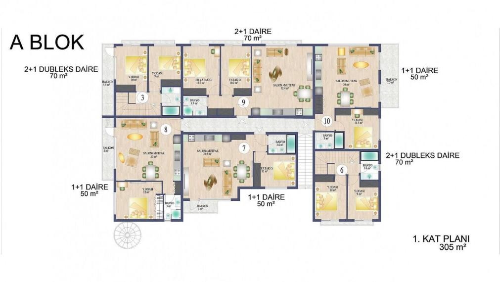 Byty v komplexe s bazénom v Alsancaku Severný Cyprus