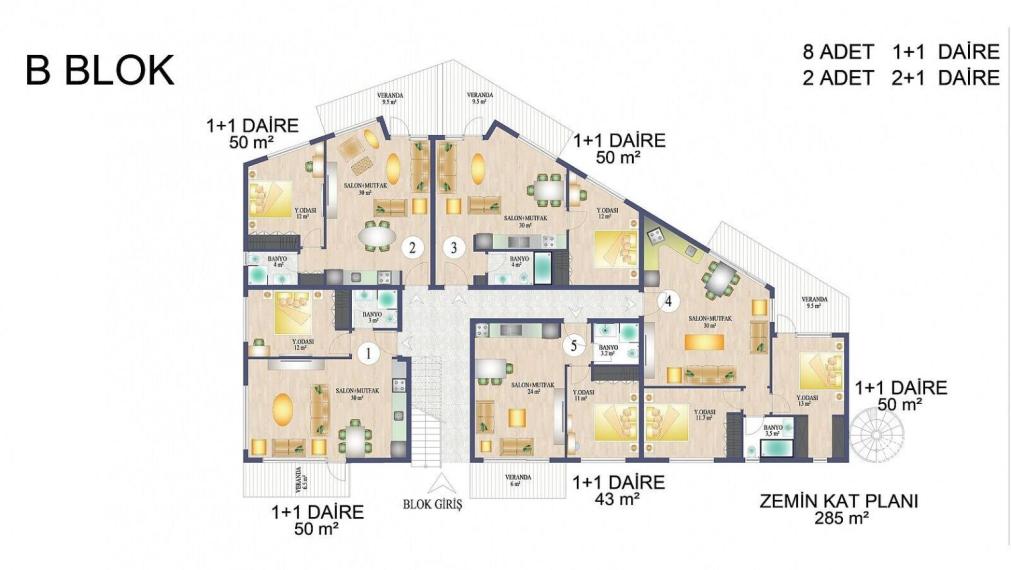 Byty v komplexe s bazénom v Alsancaku Severný Cyprus
