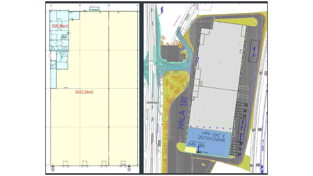 Moderný SKLAD/ Hala 3.300m2 na prenájom, s možnosťou kancelárií 680m2