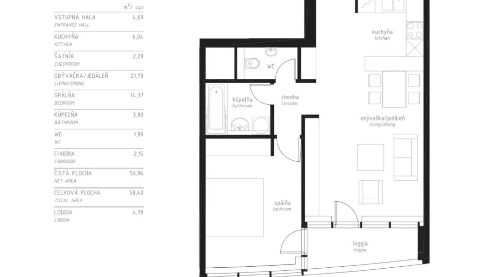 Na prenájom štýlový a moderne zariadený 2-izbový byt na Bajkalskej 