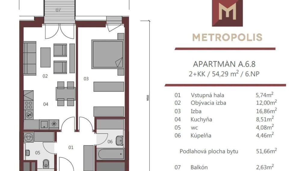 Na predaj moderný 2‑izbový byt v Metropolise TOP