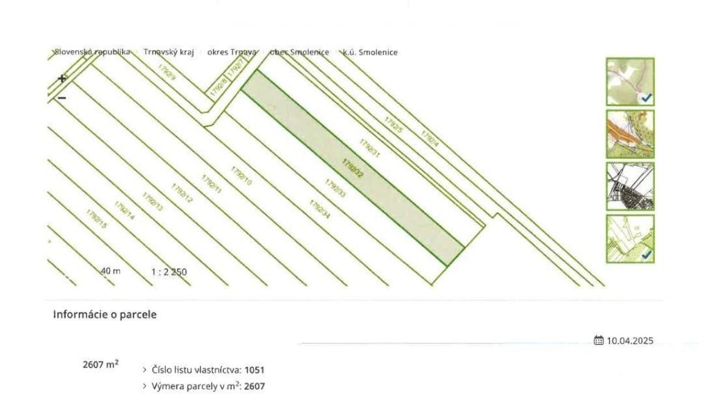 Na predaj orná pôda – Smolenice, 2607 m²