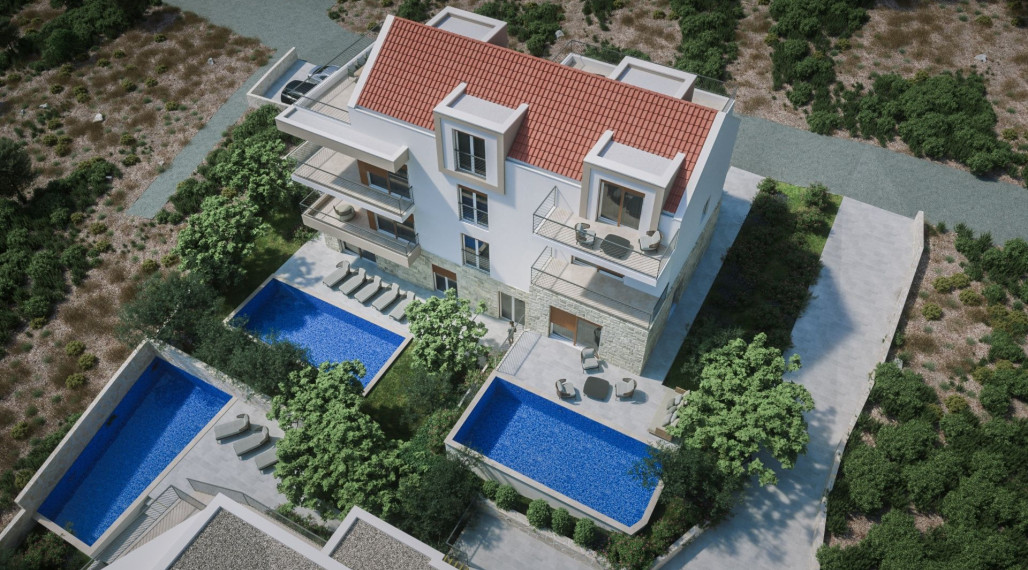 Luxusný apartmán s terasou a výhľadom na more v Stivašnici, 79,60 m²