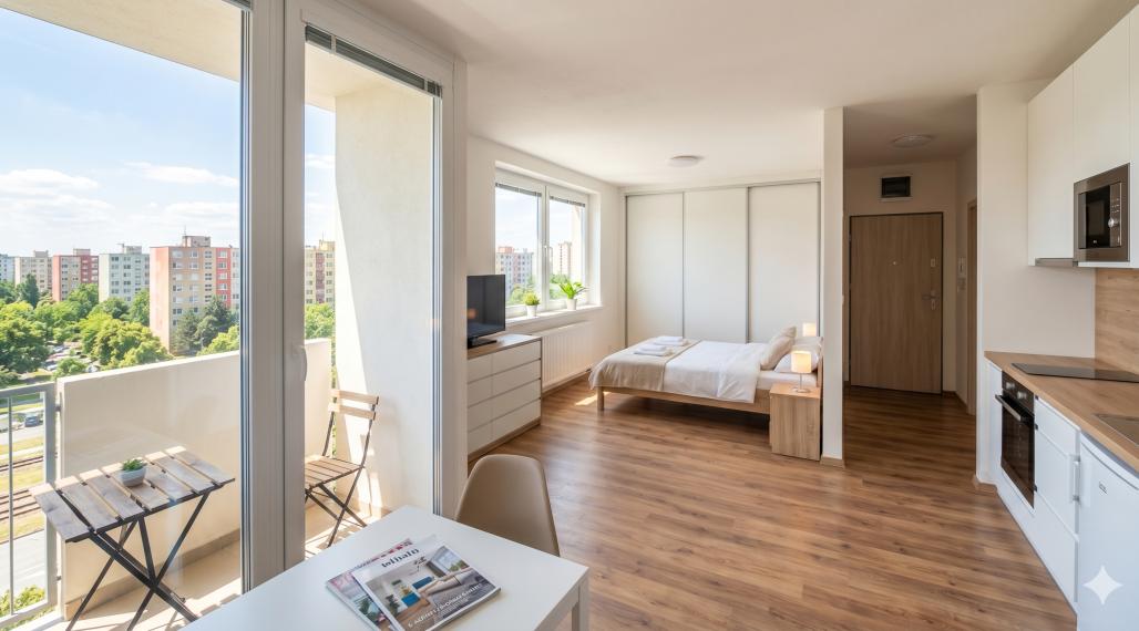 Na predaj zariadená a svetlá garsónka s loggiou na ul. Lachova - Bratislava V TOP