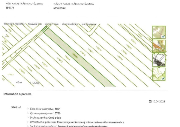 Investičný pozemok v Smoleniciach – 5760 m²