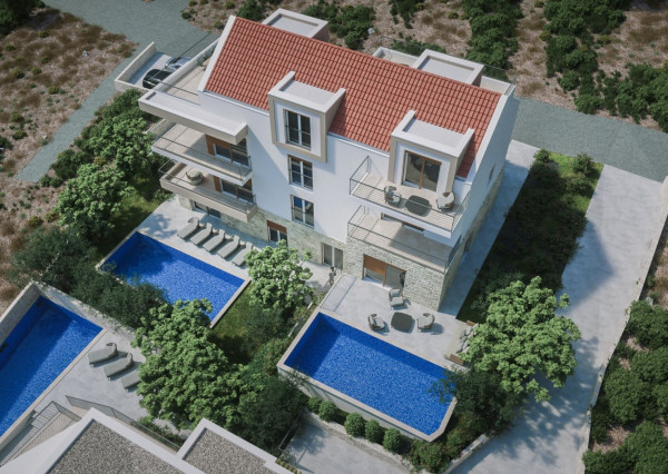 Luxusný apartmán s terasou a výhľadom na more v Stivašnici, 79,60 m²