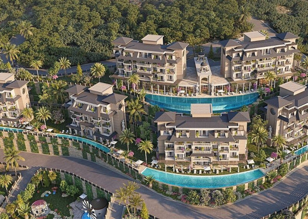 Apartmány s výhľadom na more a mesto v projekte hotelového konceptu v Alanyi