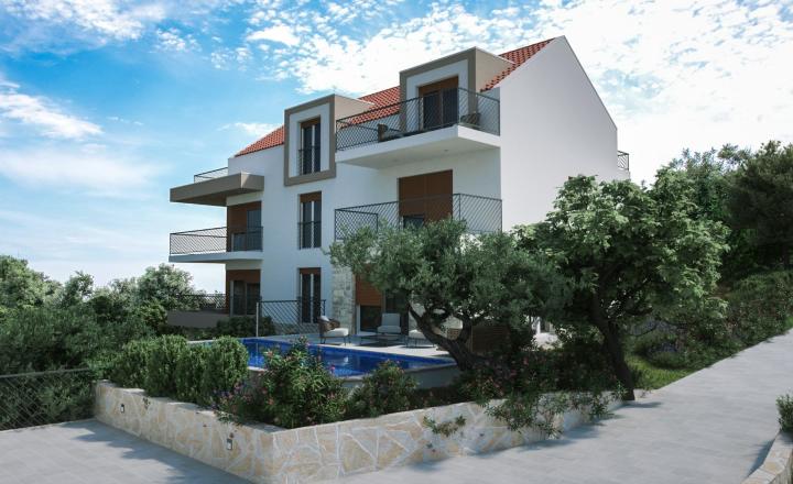 Luxusný apartmán s terasou a výhľadom na more v Stivašnici, 79,60 m² - fotografia 1